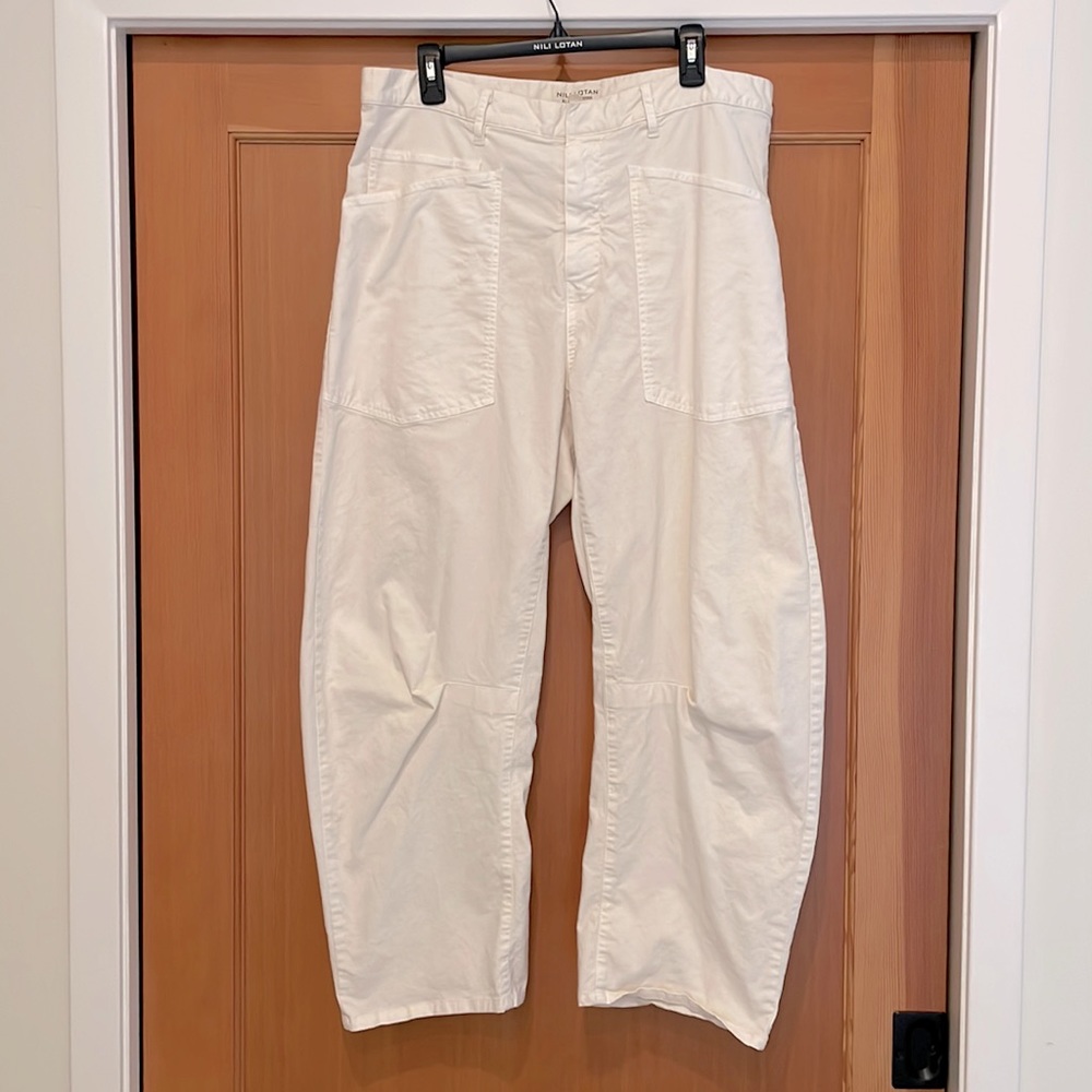 Nili Lotan Shon Pant, Eggshell, Size 12